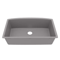 32-1/2" Undermount Large Single Bowl Quartz Composite Kitchen Sink In Grey