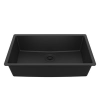 32-3/8" Undermount Large Single Bowl Quartz Composite Kitchen Sink In Black