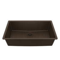 32-3/8" Undermount Large Single Bowl Quartz Composite Kitchen Sink In Brown