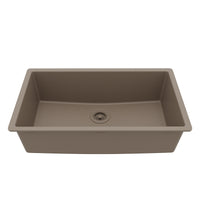 32-3/8" Undermount Large Single Bowl Quartz Composite Kitchen Sink In Concrete