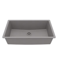 32-3/8" Undermount Large Single Bowl Quartz Composite Kitchen Sink In Grey