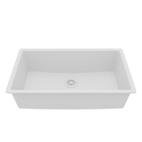 32-3/8" Undermount Large Single Bowl Quartz Composite Kitchen Sink In White