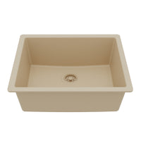 24-3/8" Undermount Single Bowl Quartz Composite Kitchen Sink In Bisque