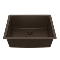 24-3/8" Undermount Single Bowl Quartz Composite Kitchen Sink In Brown