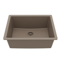 24-3/8" Undermount Single Bowl Quartz Composite Kitchen Sink In Concrete