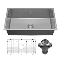 Lansen 32" Undermount 18 Gauge Single Bowl Stainless Steel Sink with Accessories
