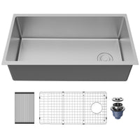 Fusion 33" Undermount 16 Gauge Single Bowl Stainless Steel Sink with Accessories