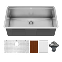 32" Undermount Large Single Bowl Stainless Steel Workstation Kitchen Sink