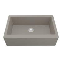 34" Farmhouse Large Single Bowl Quartz Composite Kitchen Sink In Concrete