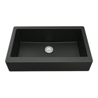34" Retrofit Farmhouse Large Single Bowl Quartz Composite Kitchen Sink In Black