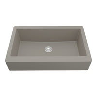 34" Retrofit Farmhouse Large Single Bowl Quartz Composite Kitchen Sink In Concrete