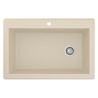 33" Top Mount Large Single Bowl Quartz Composite Kitchen Sink In Bisque