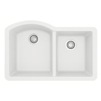 32-1/4" Undermount Double Offset Bowl Quartz Composite Kitchen Sink In White