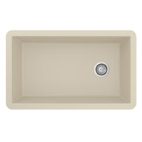 31-5/8" Undermount Large Single Bowl Quartz Composite Kitchen Sink In Bisque