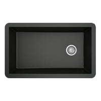 31-5/8" Undermount Large Single Bowl Quartz Composite Kitchen Sink In Black
