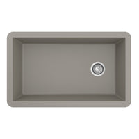 31-5/8" Undermount Large Single Bowl Quartz Composite Kitchen Sink In Concrete