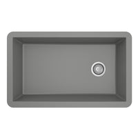 31-5/8" Undermount Large Single Bowl Quartz Composite Kitchen Sink In Grey