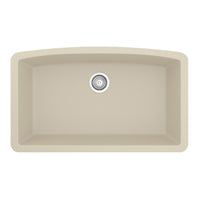 32-1/2" Undermount Large Single Bowl Quartz Composite Kitchen Sink In Bisque
