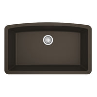 32-1/2" Undermount Large Single Bowl Quartz Composite Kitchen Sink In Brown