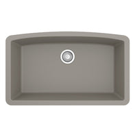 32-1/2" Undermount Large Single Bowl Quartz Composite Kitchen Sink In Concrete
