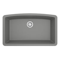 32-1/2" Undermount Large Single Bowl Quartz Composite Kitchen Sink In Grey