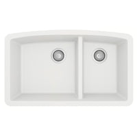 32-1/2" Undermount Double Offset Bowl Quartz Composite Kitchen Sink In White