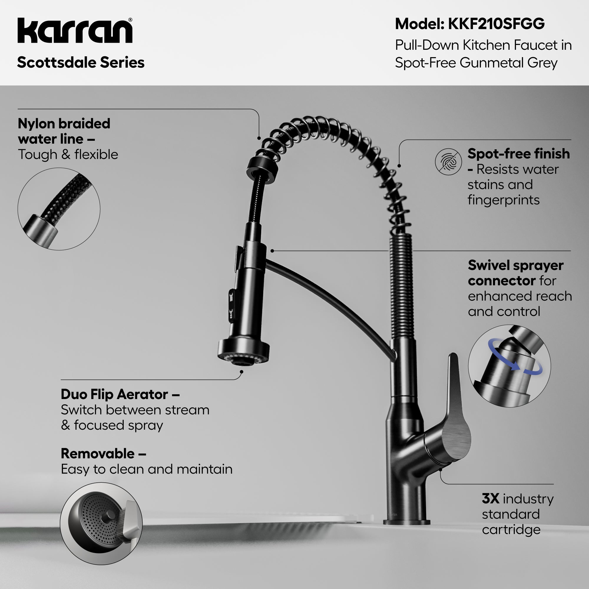 Scottsdale Single-Handle Pull-Down Sprayer Commercial Style