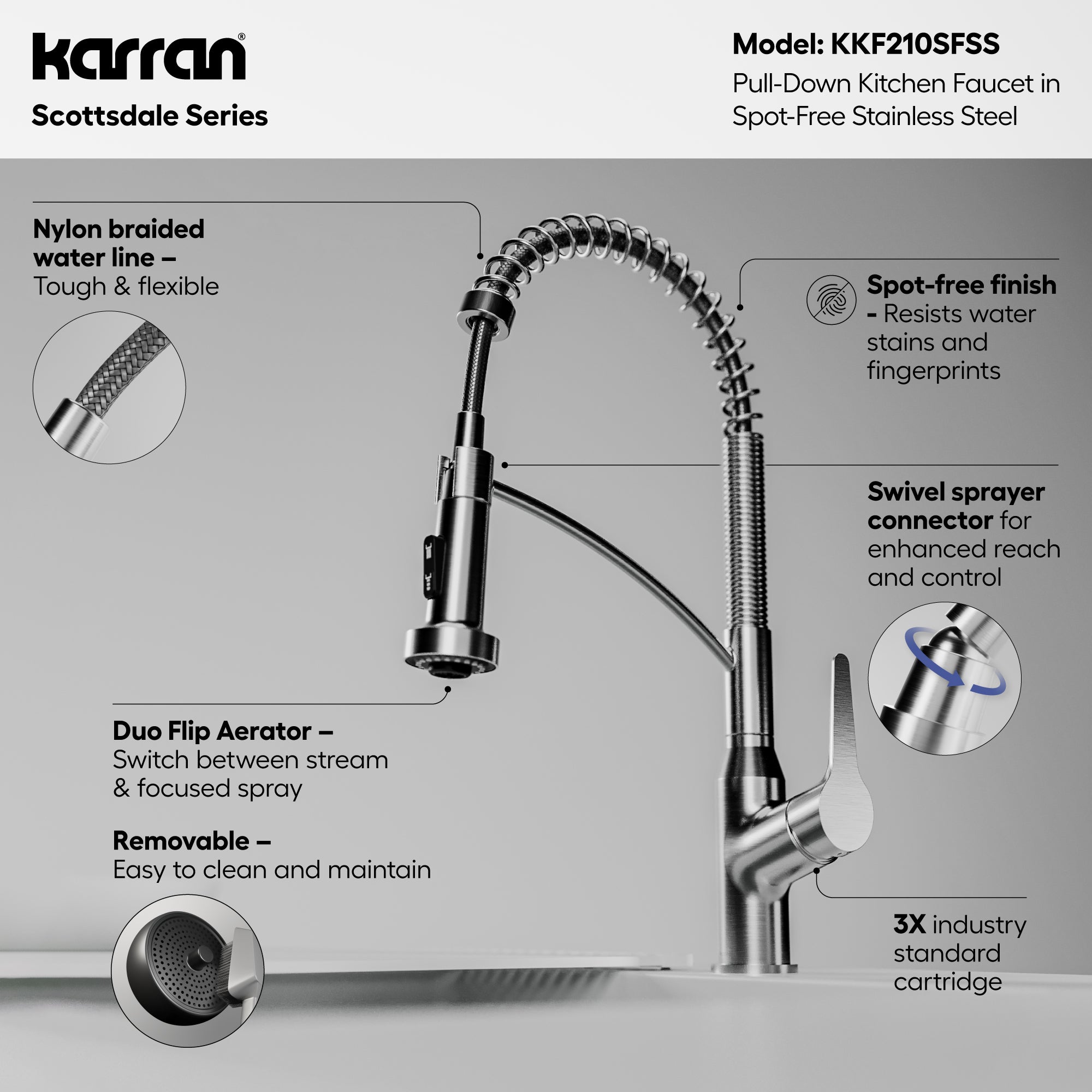 Scottsdale Single-Handle Pull-Down Sprayer Commercial Style