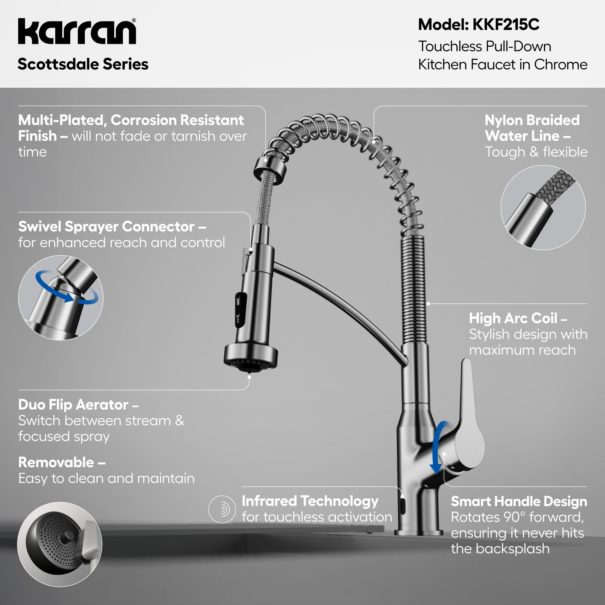 Scottsdale Single-Handle Pull-Down Sprayer Touchless Kitchen