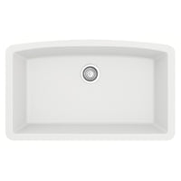 32-1/2" Undermount Large Single Bowl Quartz Composite Kitchen Sink In White