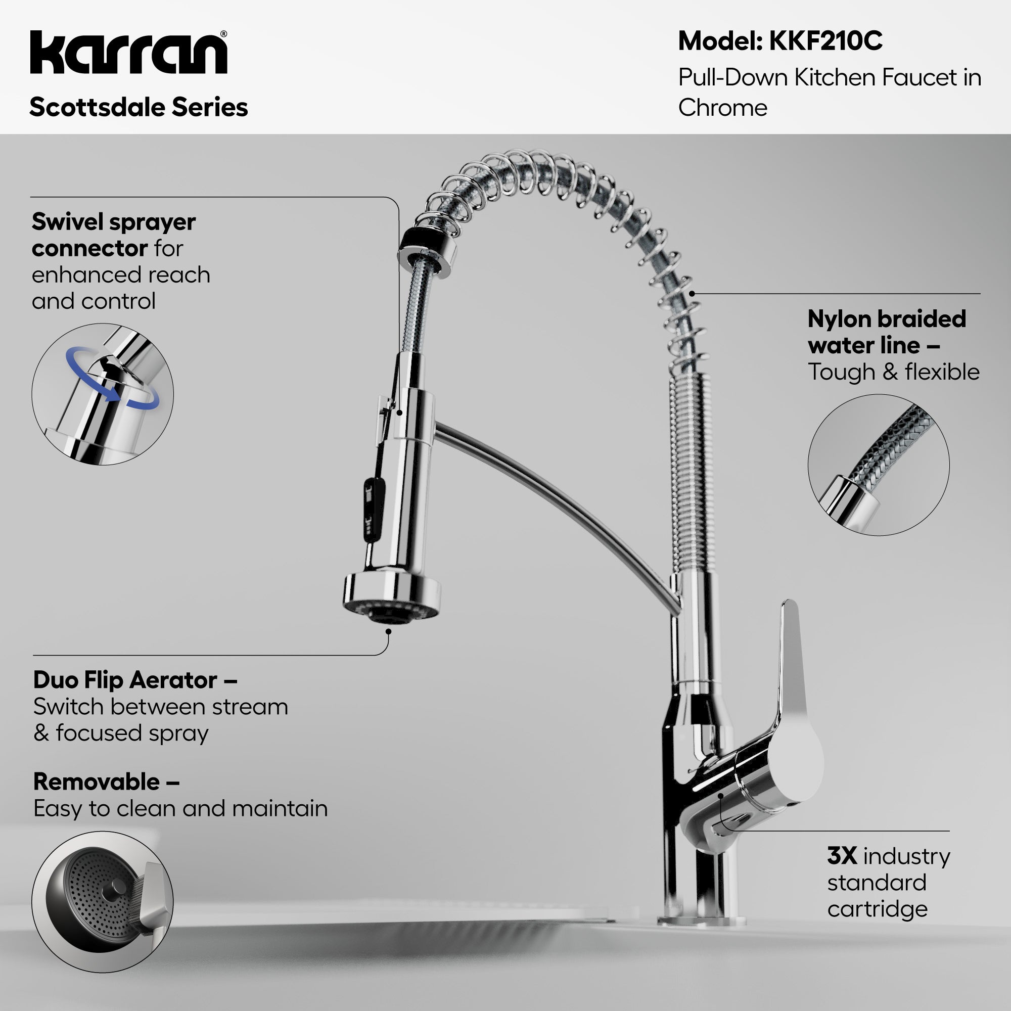 Scottsdale Single-Handle Pull-Down Sprayer Commercial Style