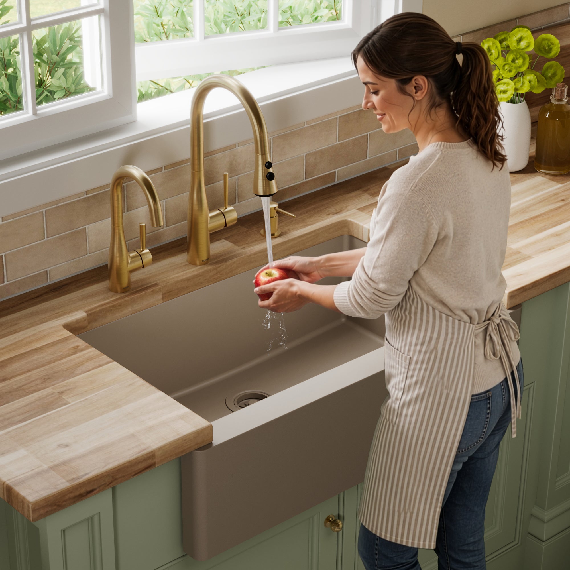 QA-740 Farmhouse/Apron-Front Quartz Composite 34 in. Single Bowl