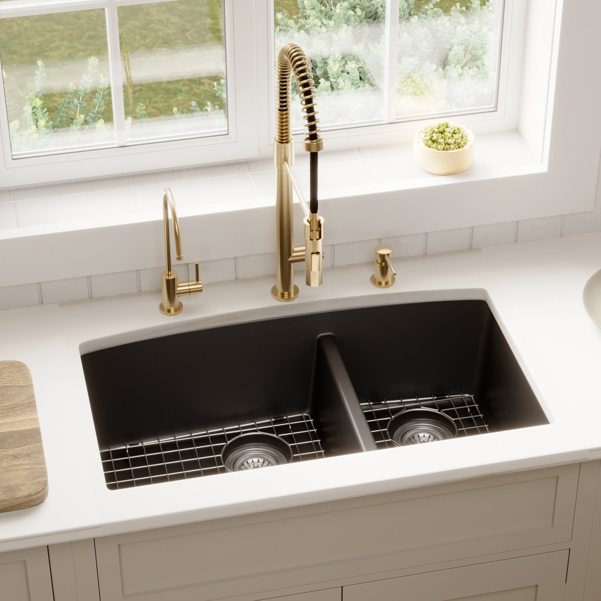 QU-711 Undermount Quartz Composite 32 inch Double Bowl 60/40