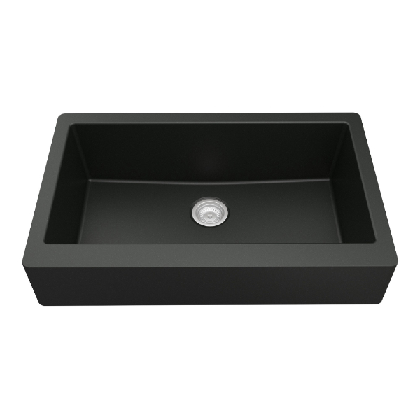 34" Retrofit Undermount Large Single Bowl Quartz Farmhouse Kitchen Sink in Black