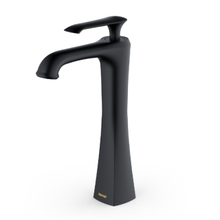 Karran KBF412 Woodburn Single Hole Single Handle Vessel Bathroom Faucet with Matching Pop-Up Drain in Matte Black