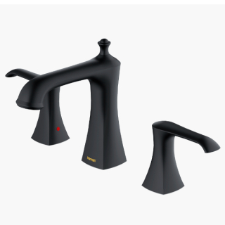 Karran KBF414 Woodburn Widespread Three-Hole 2-Handle Bathroom Faucet with Matching Pop-Up Drain in Matte Black