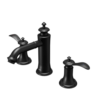 Karran Vineyard KBF474 2-Handle Three Hole Widespread Bathroom Faucet with Matching Pop-up Drain in Matte Black