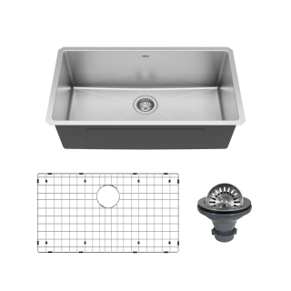 Elite 32" Undermount 16 Gauge Single Bowl Stainless Steel Sink with Accessories