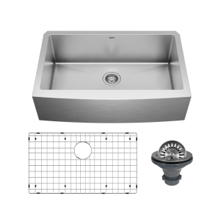 Elite 33" Apron Front 16 Gauge Single Bowl Stainless Steel Kitchen Sink with Accessories