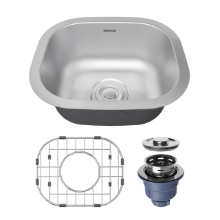 Profile 15” Undermount 18 Gauge Single Bowl Stainless Steel Kitchen Sink with Accessories 