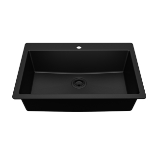 Karran QT-812 Top Mount 33" Large Single Bowl Quartz Kitchen Sink in Black