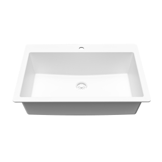 Karran QT-812 Top Mount 33" Large Single Bowl Quartz Kitchen Sink in White