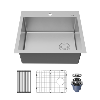 Fusion 25" Top Mount 16 Gauge Single Bowl Stainless Steel Sink with Accessories