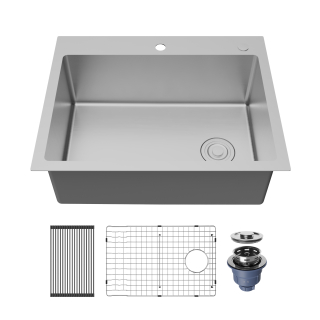 Fusion 28" Top Mount 16 Gauge Single Bowl Stainless Steel Sink with Accessories