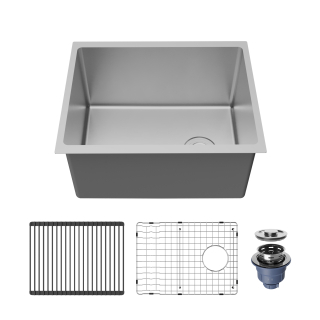 Fusion 23" Undermount Workstation 16 Gauge Single Bowl Laundry/Utility Stainless Steel Sink with Accessories