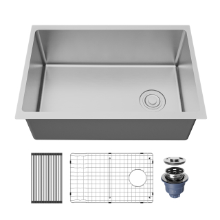 Fusion 27" Undermount 16 Gauge Single Bowl Stainless Steel Sink with Accessories