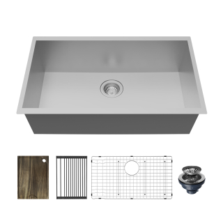 Fusion 31" Undermount Workstation 18 Gauge Single Bowl Stainless Steel Sink with Accessories