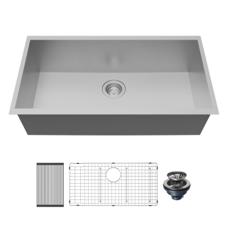 Fusion 33" Undermount 18 Gauge Single Bowl Stainless Steel Sink with Accessories