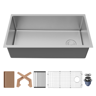 Fusion 33" Undermount Workstation 16 Gauge Single Bowl Stainless Steel Sink with Accessories