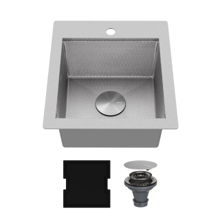 Matrix 17" Top Mount Workstation 16 Gauge Single Bowl Stainless Steel Sink with Accessories